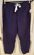NWT LOVE By GAP Flannel Jogger Pajama Pants Navy with Red Starburst Size Medium