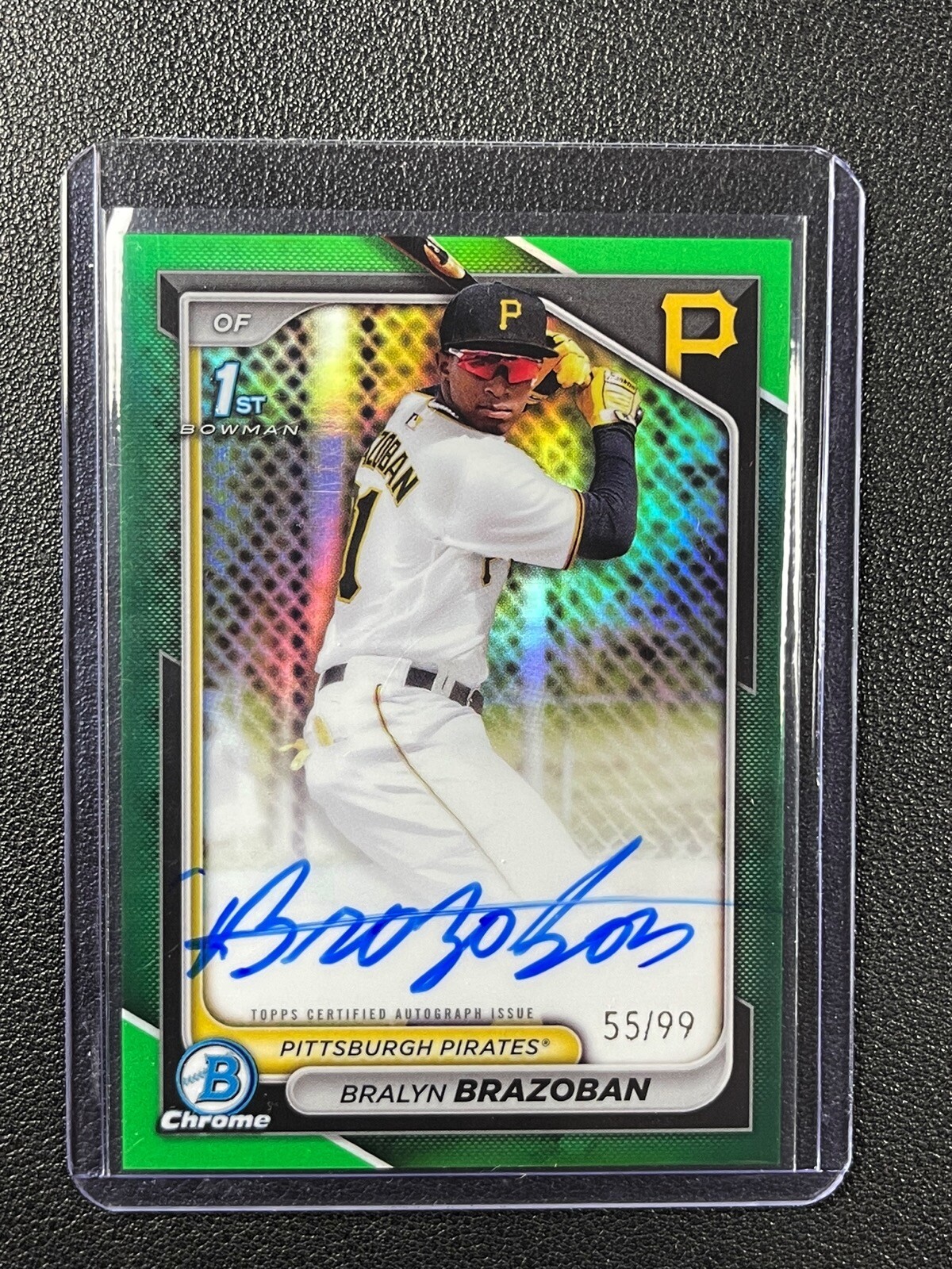 BRALYN BRAZOBAN 2024 BOWMAN CHROME 1ST PROSPECT GREEN REFRACTOR AUTO 55/99