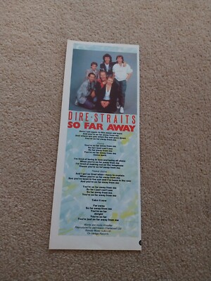 TNEWL61 ADVERT 11X4 DIRE STRAITS : 'SO FAR AWAY' SONG WORDS