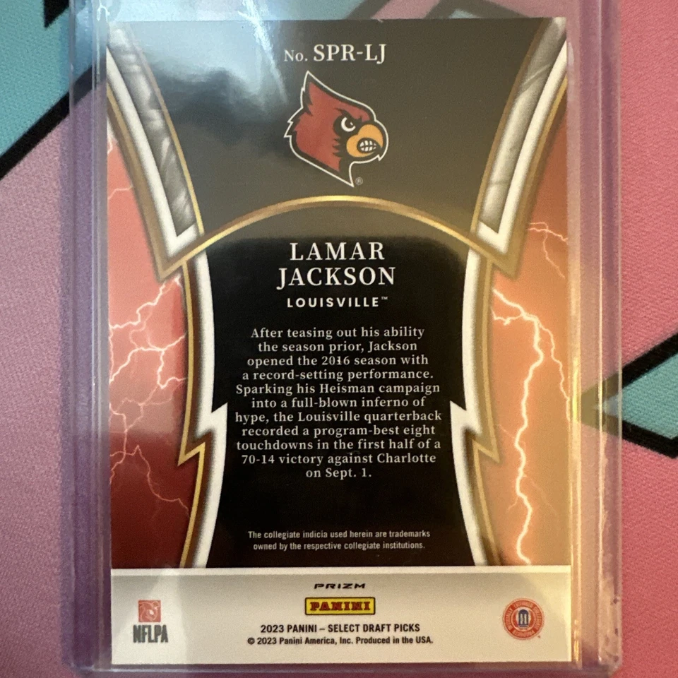 2023 Panini Select Draft Picks Lamar Jackson Silver Prizm Sparks Louisville - Image 2 of 2