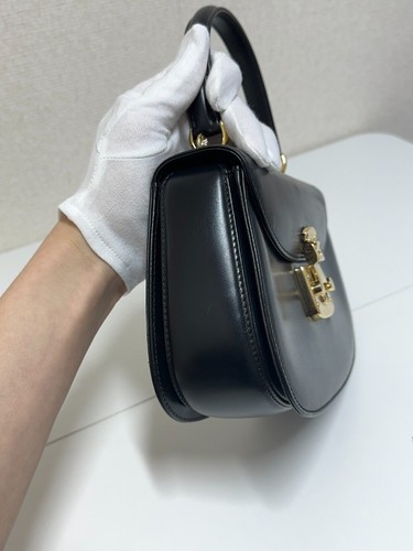GUCCI Lady Lock 2-Way Shoulder Bag Handbag for Women Calf Leather Black with Gol - Picture 7 of 11