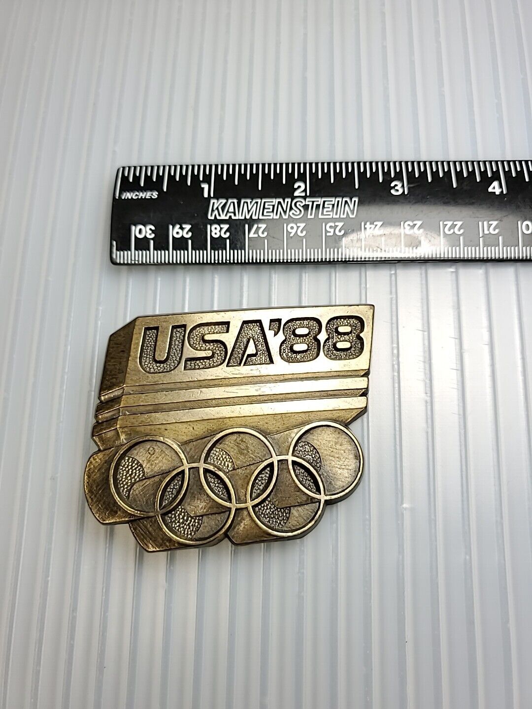 1988 Vintage USA '88 Olympics Belt Buckle - image 3