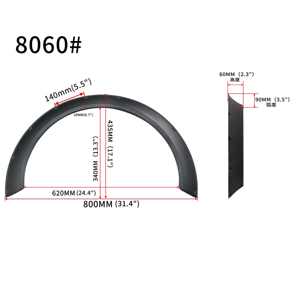 Arcos de rueda cóncavos de carrocería ancha 3,5" 4 piezas para guardabarros para Mazda MX-3 MX-5 MX-6 Foto 2 de 4