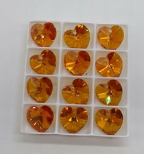 12pc Swarovski Crystal Topaz AB 10mm Heart 6228 Pendant; Bulk Lot; November