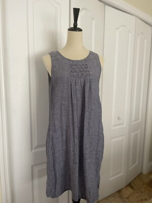 knee length dresses for ladies Loose Linen Dress Jane with Pockets, Midi Length Dress