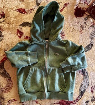 Lacoste Kids Green Zipper Zip Up Hoodie Sweatshirt Jacket Size 4 Pockets