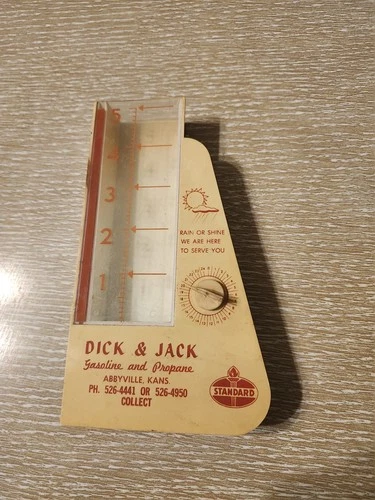 Vintage Standard Gasoline Dick Jack Service Station Rain Gauge Abbyville Kansas