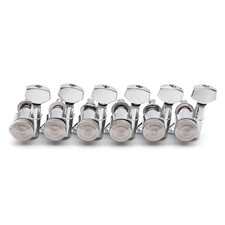 6L inline Guitar Threaded Locking Tuners String Tuning Pegs Machines Head,Silver