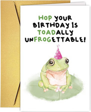 Funny Frog Birthday Card for Him Her, Cute Frog Birthday Card Pun, Humor Toad Bi