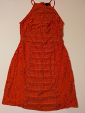 Topshop Ladies Size 10 Red Lace Midi Length Dress
