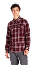 George Men's Burgundy Plaid Relaxed Fit Button-up Size Large/Med Flannel Shirt
