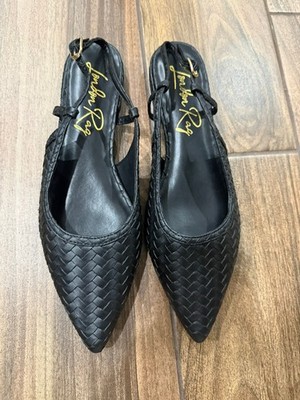 London Rag Kurina Black Woven Slingback Flats Womens Size 8 New