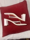 Fashion Nova Women's White Strappy Square Toe Block Heel Slip-On Sandals 9 — photo 4