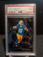 2020 Justin Herbert Rookie Black Prizm 1/1 - PSA 9