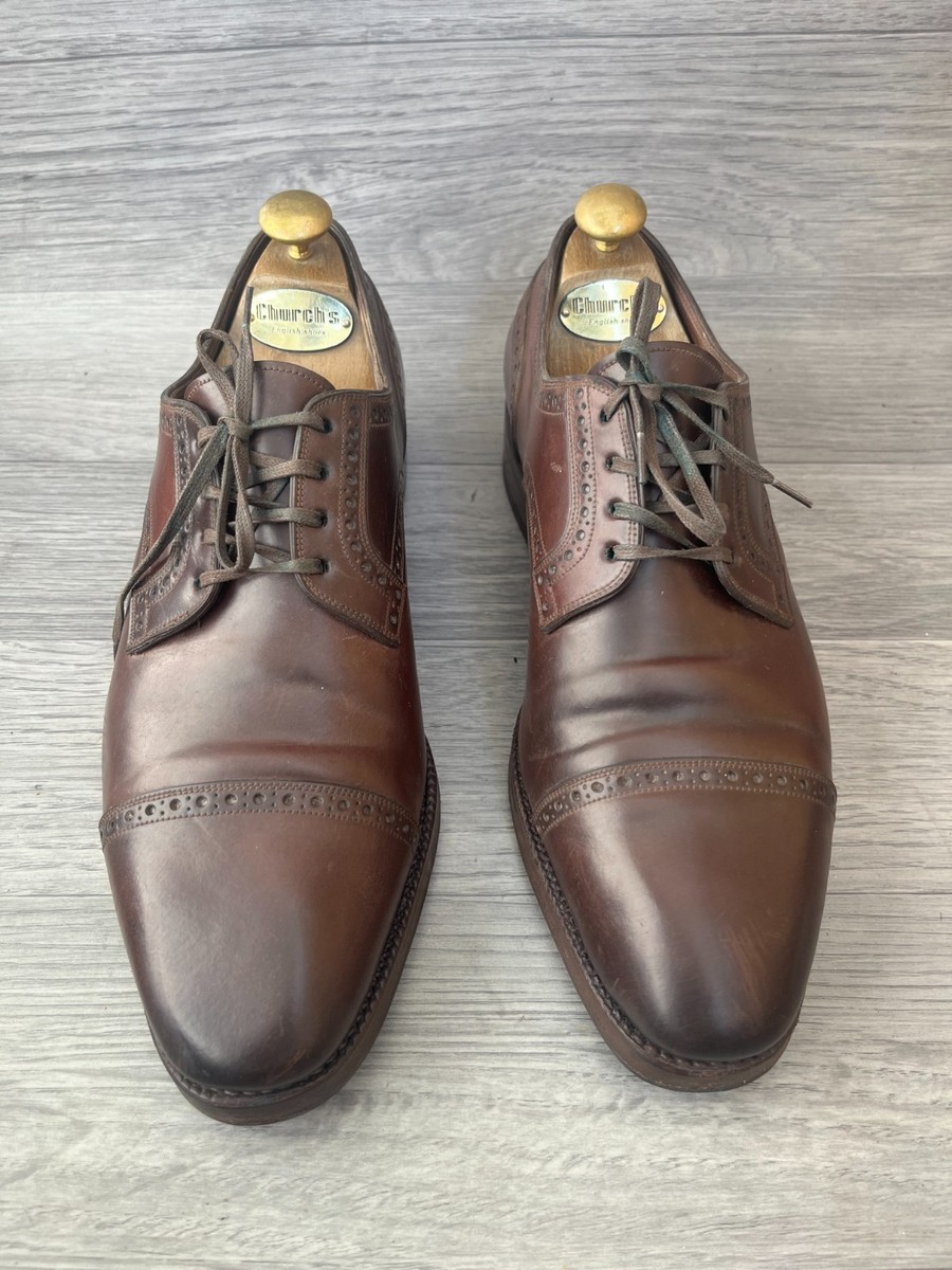 corthay carmina  Carmina cap-toe brown shell cordovan oxford leather shoes sz uk 7E