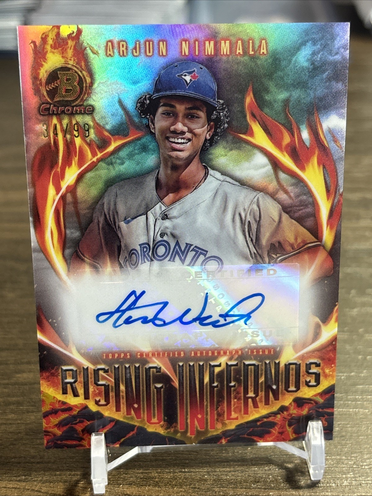 2024 Bowman Chrome Arjun Nimmala Rising Infernos Refractor Auto 34 /99