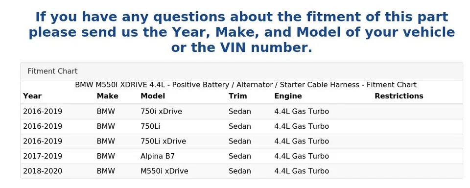 BMW M550I XDRIVE 4.4L - Batería positiva / Alternador / Arnés de cable de arranque Foto 4 de 4