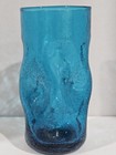 Vintage~Blenko Glass ~15-Ounce Tumbler~Crackle Pinched Dimple~Blue — photo 2