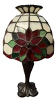 VTG Partylite Poinsettia Tiffany Style Stained Glass Lamp Tea Light Candle Hldr