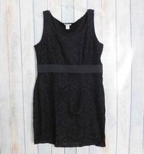 H&M Women Dress 14 Black Lace Evening Wear Sleeveless Lined Little Black Dress