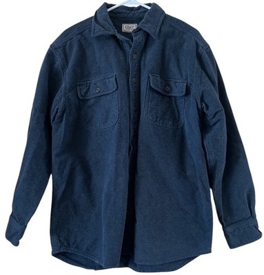 CE SCHMIDT Workwear Men Heavy Duty Cotton Long Slv. Button Up Shirt Blue Medium