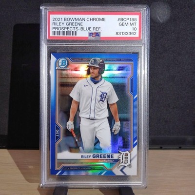 Riley Greene Tigers Bowman Chrome Prospects Blue Refractor #002/150 PSA 10 MINT