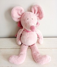Jacadi grand doudou peluche souris rose noeud 33 cm