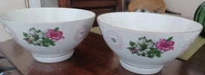Vintage Chinese 四季平安 Flower Bunga Kangkung 2 Soup Rice Bowls 7"