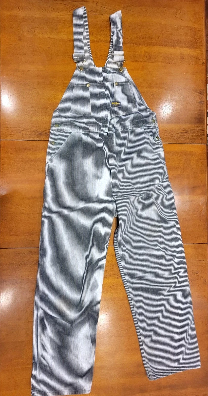 Vtg OshKosh Vestbak Union Sanforized Railroad Striped Overalls 38x32 Bibs - VGC