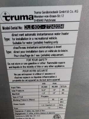 Truma AquaGo RV Water Heater Parts