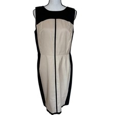 Ann Taylor Black Tan Colorblock Sleeveless Sheath Dress Womens Size 12