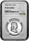 1956 Type 2 50C Proof Silver Franklin Half Dollar NGC Graded PF 68 Cameo