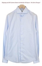 SUITSUPPLY Men's Formal Shirt 39L/15 1/2L Light Blue Cotton Try On Slim Fit