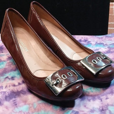 Naturalizer Women's N5 comfort Brown Slip On Pump Buckle Accent size 5