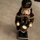 Wooden Christmas Nutcracker Drummer Figure Burgundy Cape Multicolor China — photo 1