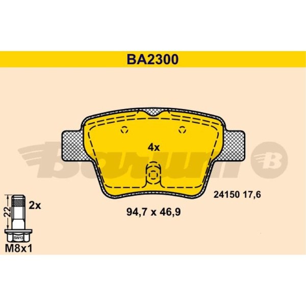 Barum BremsbeläGe Bremsbelegsatz Hinten FüR Peugeot 307 CitroëN C4 Coupe-image