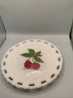 Vintage Milk Glass Reticulated Edge 8” Plate Hand Painted Raspberries