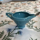 Vintage Fiesta Turquoise Ceramic Oval Gravy Boat Glossy Pottery
