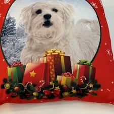 Maltese Christmas Pillow 16x16 Water Resistant      3829