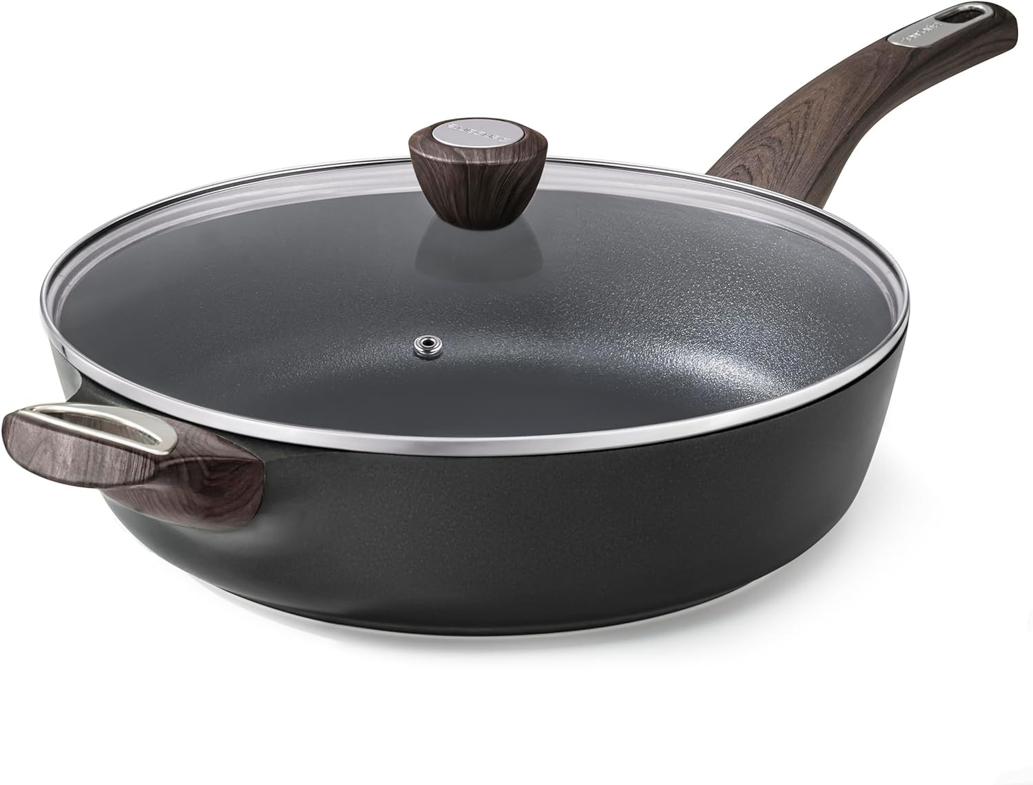 Nonstick Frying Pan Skillet Lid 12 Inch Large Deep Frying Pan 5 Qt Stick Saute