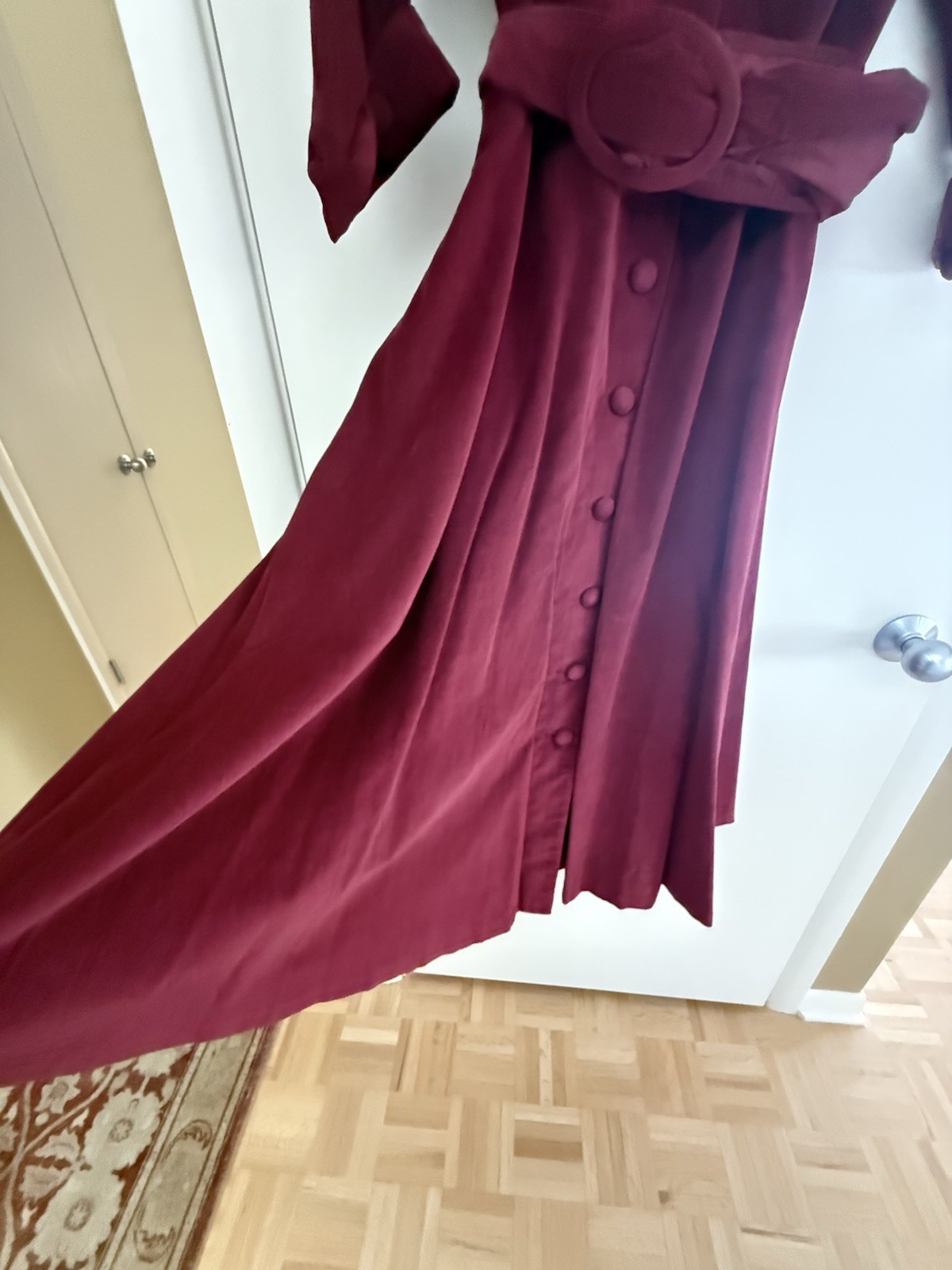 J. Peterman Cotton Corduroy Belted 50s Dress Sz 14 - Red / Cabernet NWT