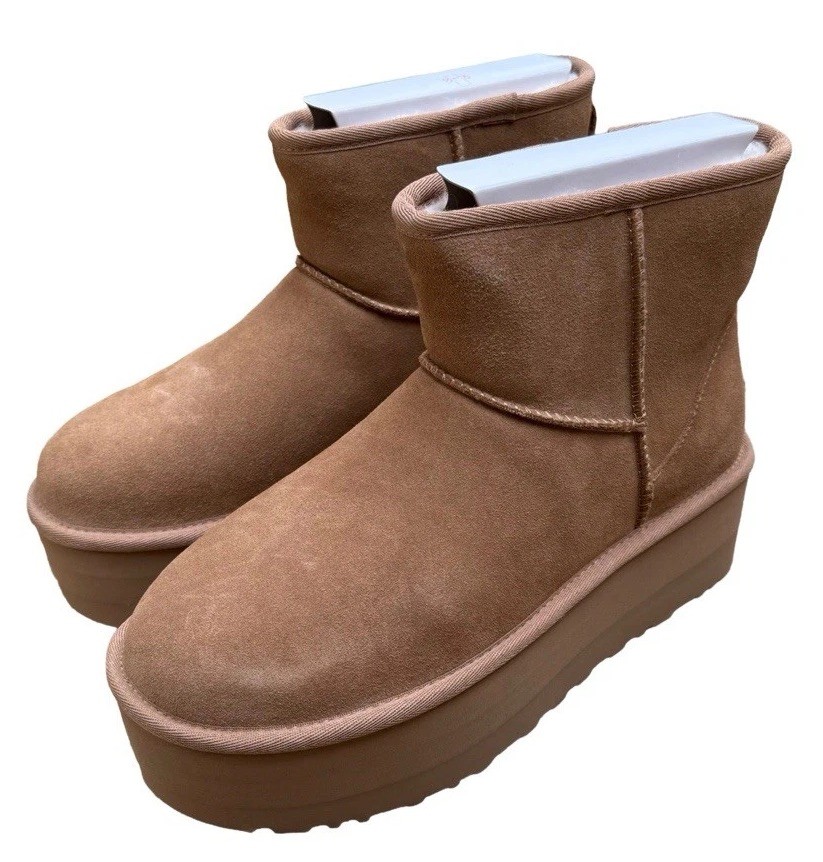 UGG CLASSIC MINI CHESTNUT PLATFORM WOMEN'S BOOTS SIZE 7UK BNWT RRP£175 image 3