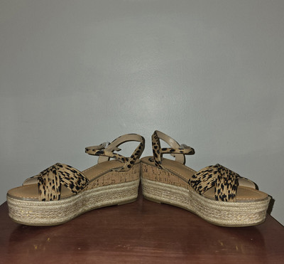 Fergalicious By Fergie Pardy Leopard Platform Espadrille Wedge Sandal New 7 1/2