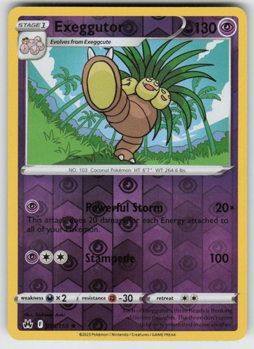 Exeggutor 058/159 Rare Crown Zenith Pokemon Reverse Holo Near Mint