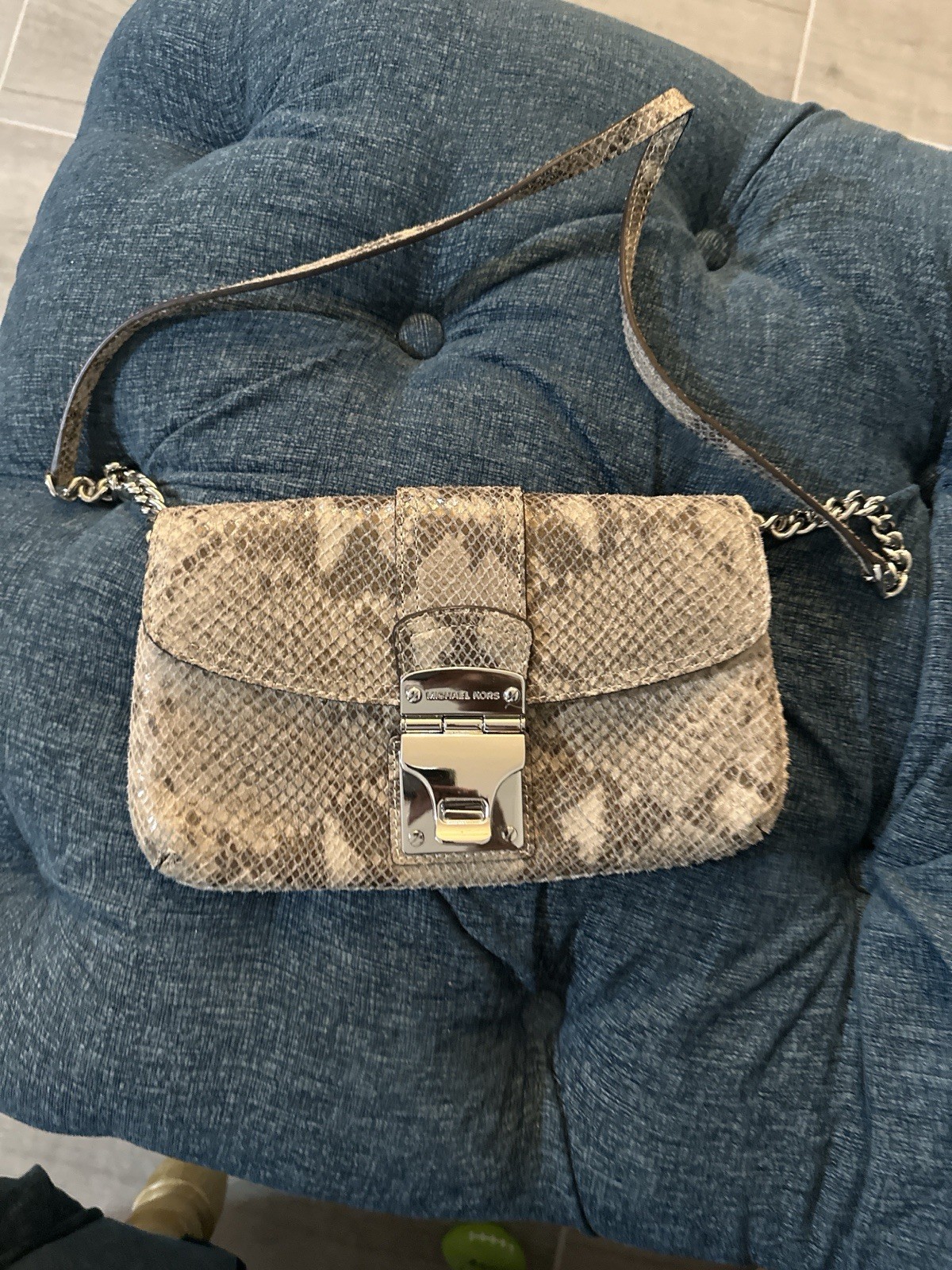 Michael Kors Python Embossed Leather Shoulder Bag… - image 3