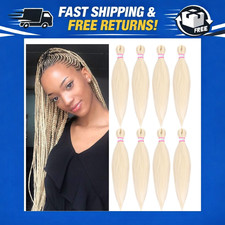 Pre-Stretched 20" Blonde Braiding Hair Extensions - 8 Packs, Soft Yaki Texture,