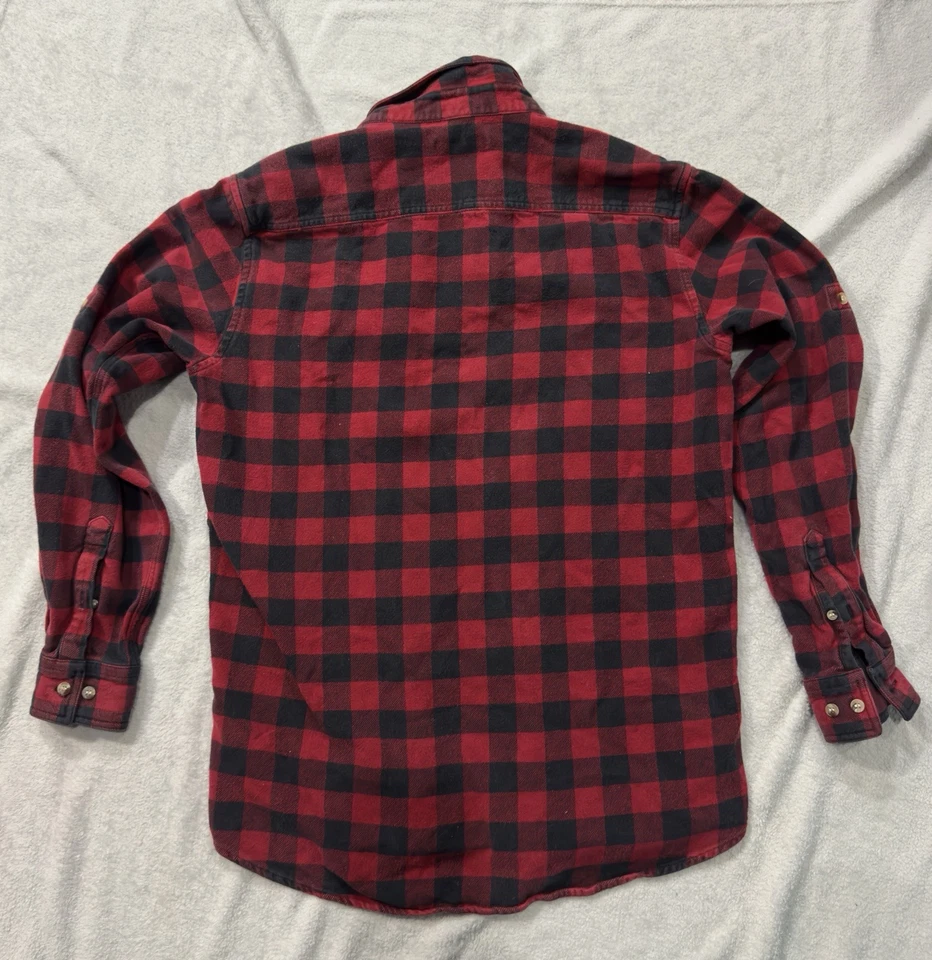 Camisa Beretta Buffalo Franela a Cuadros Cremallera Bolsillos en el Pecho Talla Mediana Roja Negra Foto 3 de 4