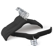 Sishynio Velvet Hangers 30 Pack, Non-Slip Slim Felt Clothes Hangers Black