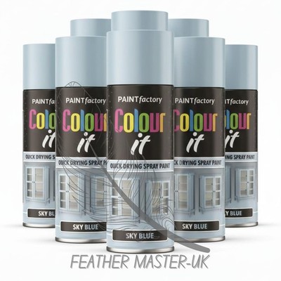 8x 400ml Himmelblau Colour It Mehrzweck Sprühfarbe Glanz Finish Haus & Heimwerker