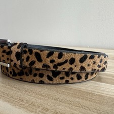 Banana Republic Leopard Calf Hair Slim Women\'s Belt - Brown/Black Animal Print M Vegan Leopard Pony Hair Skinny Belt | Banana Republic Factory main image 4